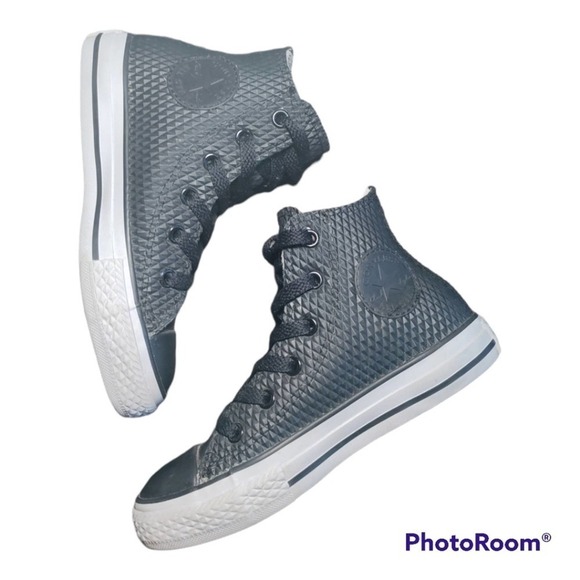 Converse All-Star Chuck Taylor black rubber sides hi-tops child size 12 - Picture 2 of 10